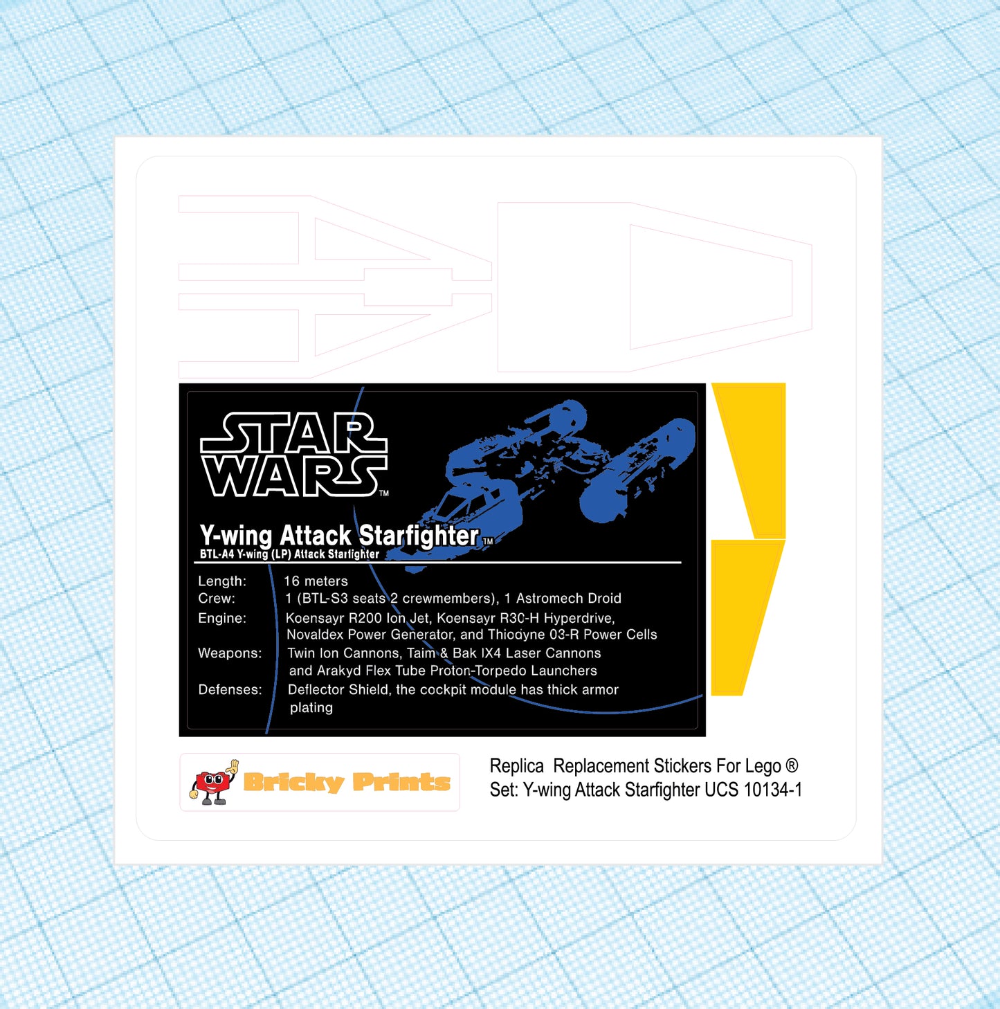 Replica Replacement sticker Set: Y-wing Attack Starfighter UCS 10134