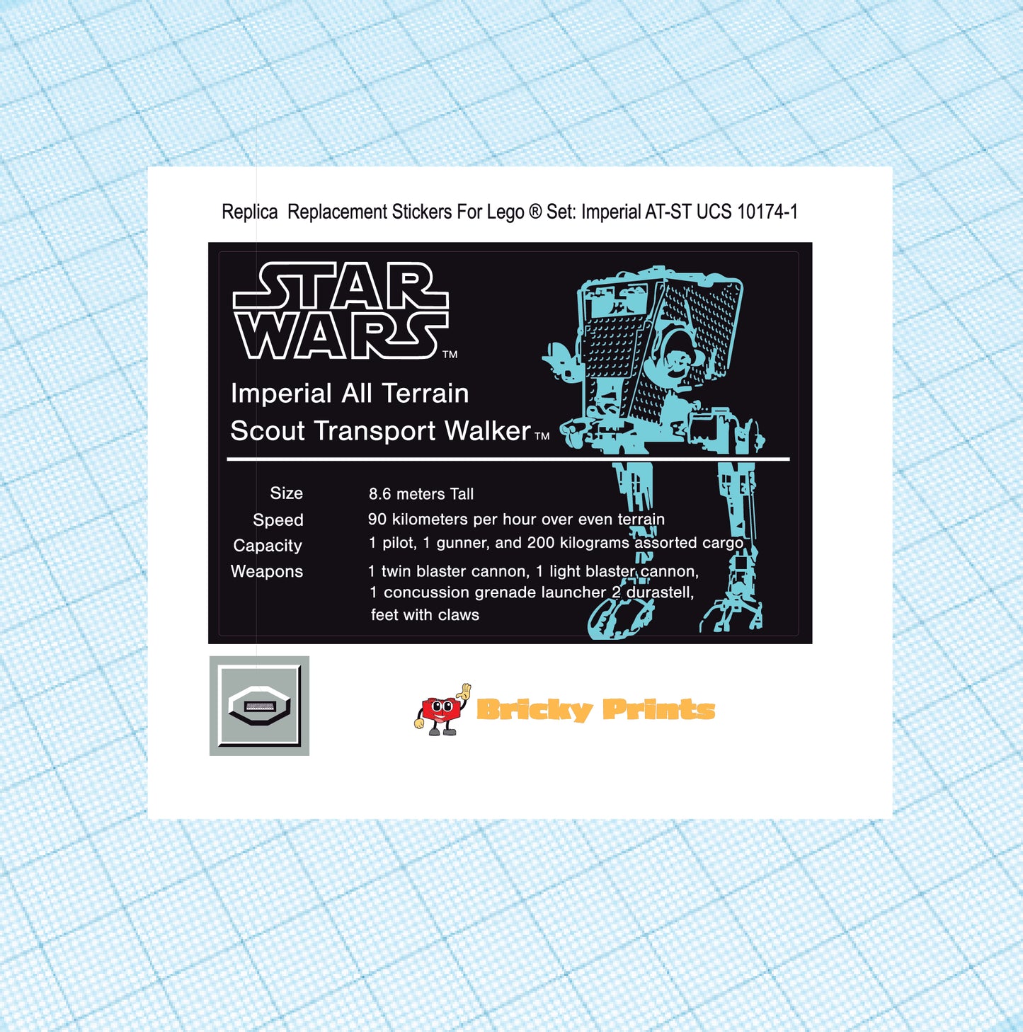 Replica Replacement sticker Set: Imperial AT-ST UCS 10174