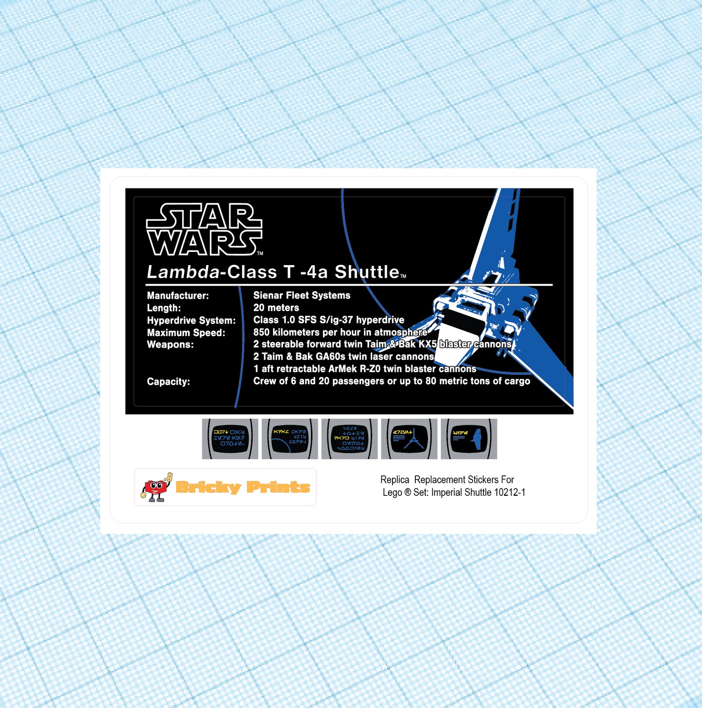 Replica Replacement sticker Set: UCS Imperial Shuttle 10212