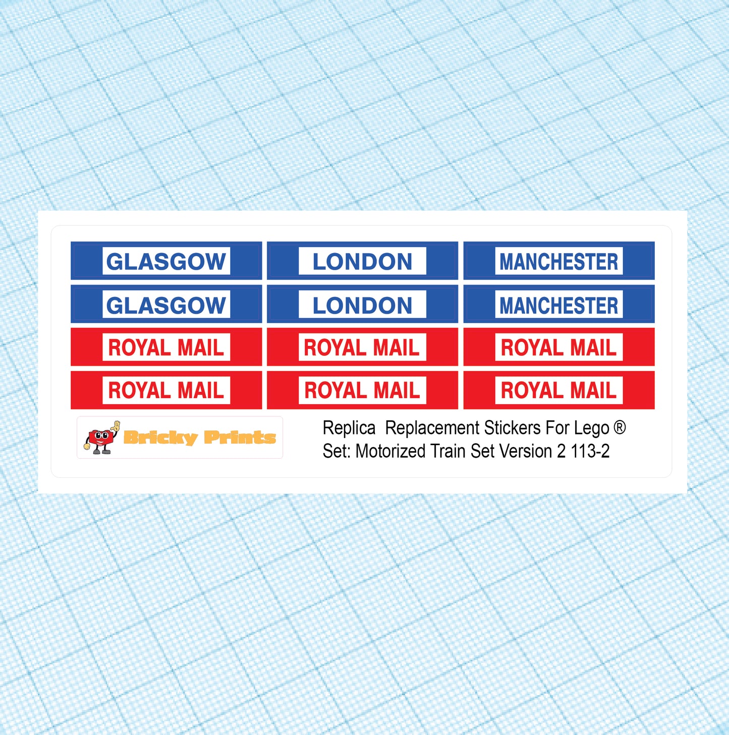 Replica Replacement sticker Set: 4.5 Volt Motorized Train Set Version 2 113-2