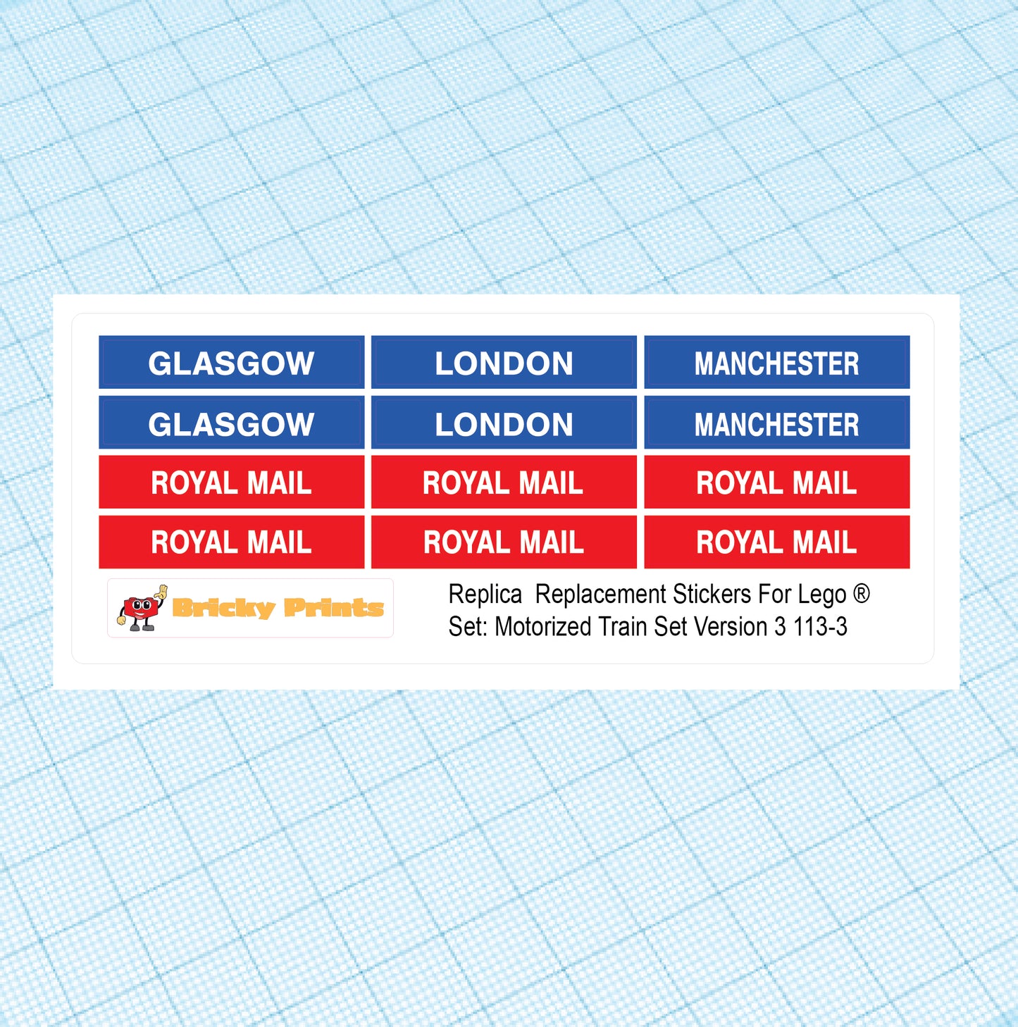 Replica Replacement sticker Set: 4.5 Volt Motorized Train Set Version 3 113-3