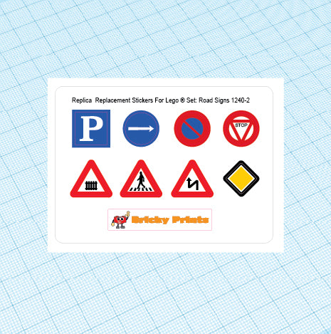 Replica Replacement sticker set: Classic Town Flags and Road Signs 1240-2