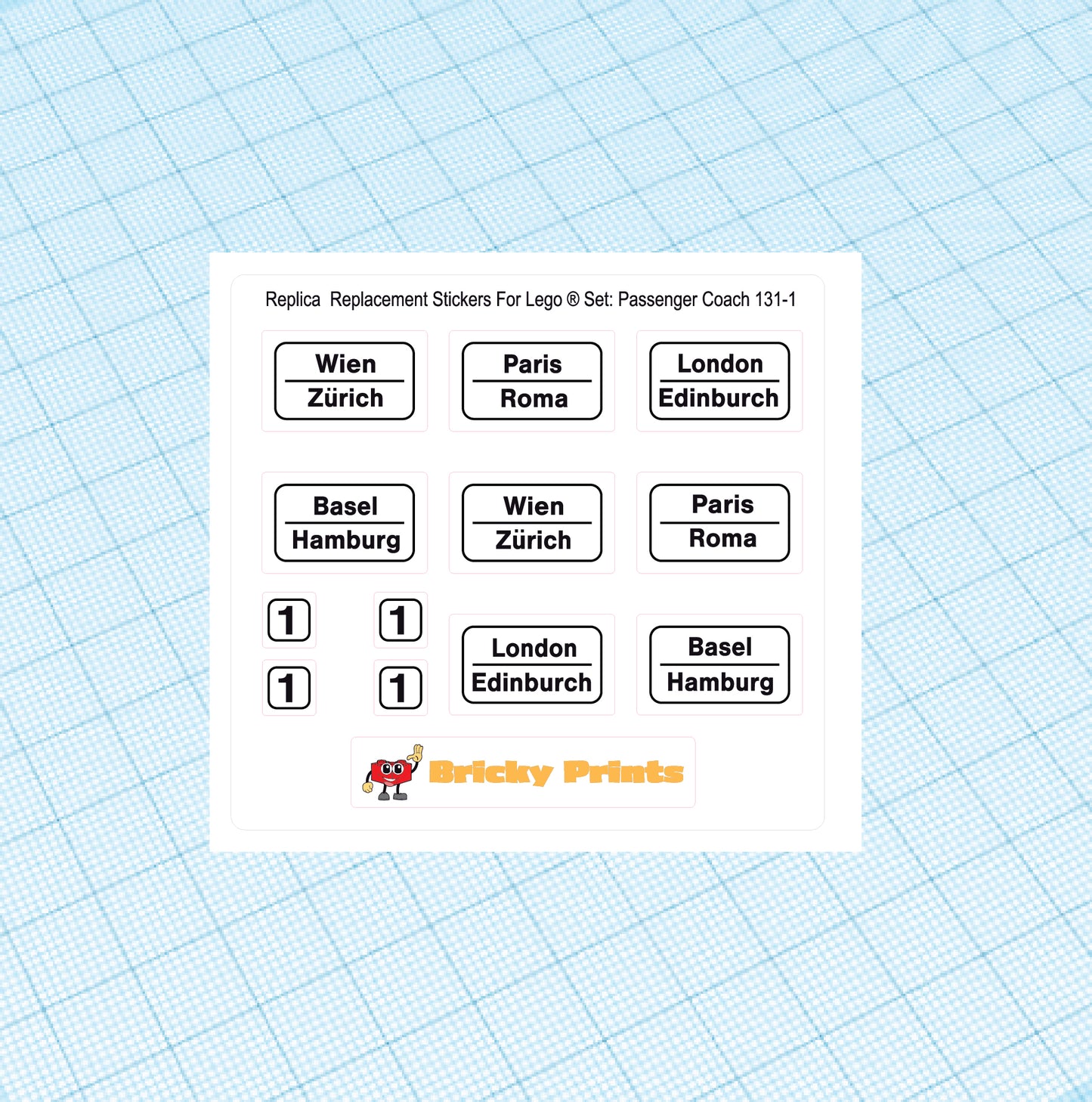 Replica Replacement sticker Set: 4.5 Volt Passenger Coach 131