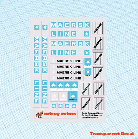 Replica Replacement sticker set: Classic Town Cargo Container Truck 1552-1
