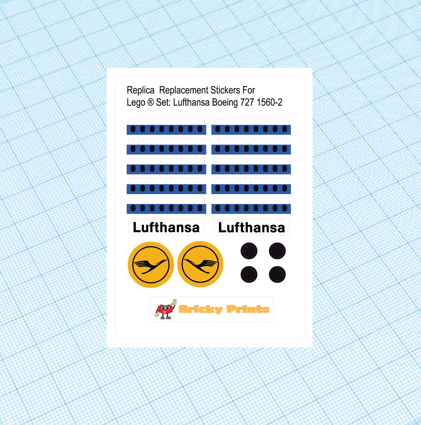 Replica Replacement sticker set: Lufthansa Boeing 727 1560-2