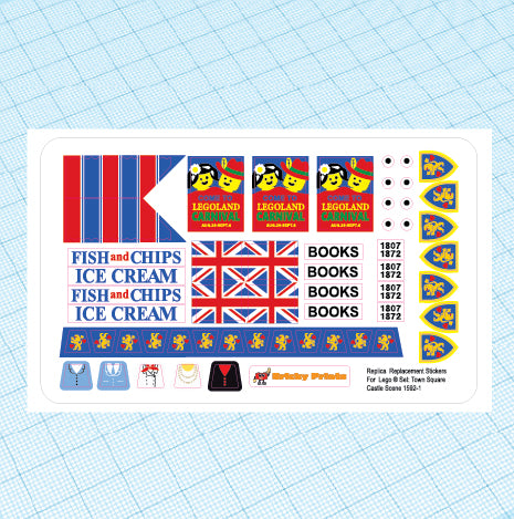 Replica Replacement sticker set: Classic Town Traffic Town Square Castle Scene 1592-1