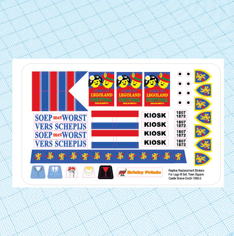 Replica Replacement sticker set: Classic Town Traffic Town Square Castle Scene Dutch Version 1592-2