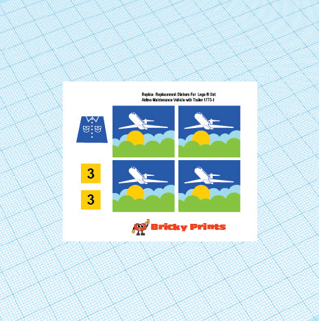 Replica Replacement sticker set: Classic Town Airport Airline Maintenance Vehicle with Trailer 1773