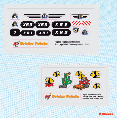 Replica Replacement sticker set: Classic Town Divers Discovery Station 1782