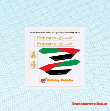 Replica Replacement sticker set: Classic Town Airport Emirates Airliner 1973