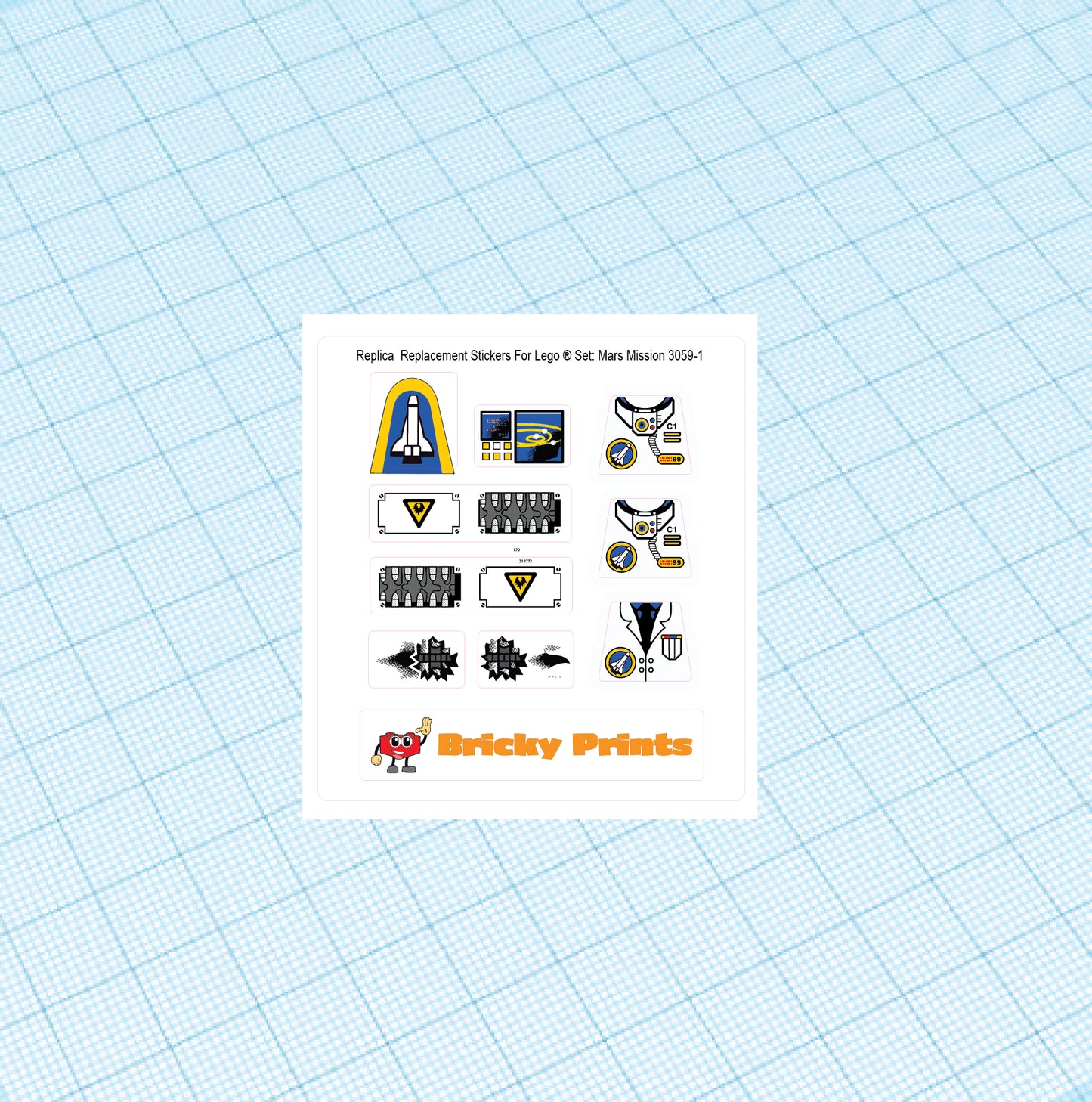 Replica Replacement sticker set: Classic Town Space Port Mars Mission Master Builders 3059