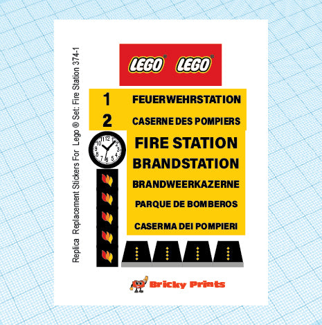 Replica Replacement sticker set: Classic Town Fire Station 374