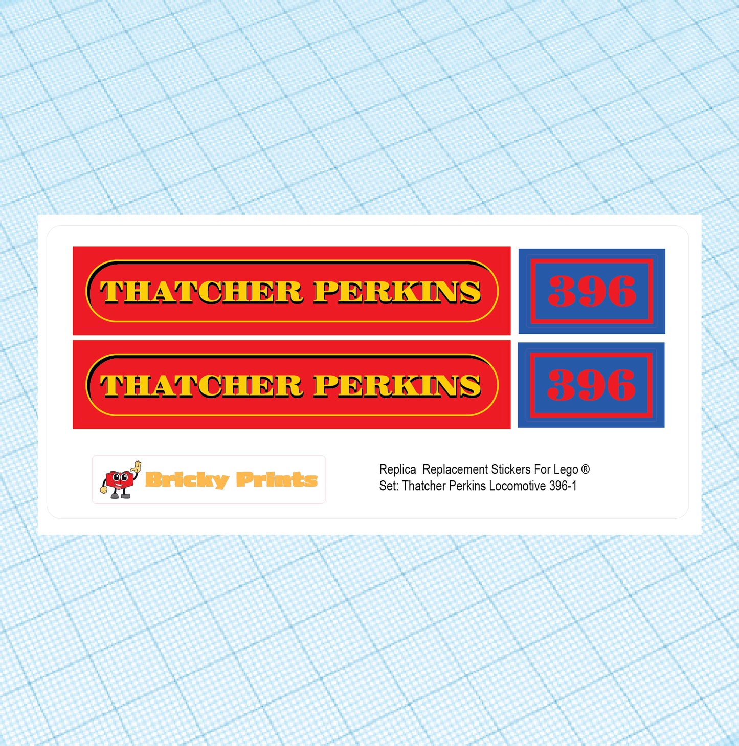 Replica Replacement sticker Set: Hobby Set Thatcher Perkins Locomotive 396