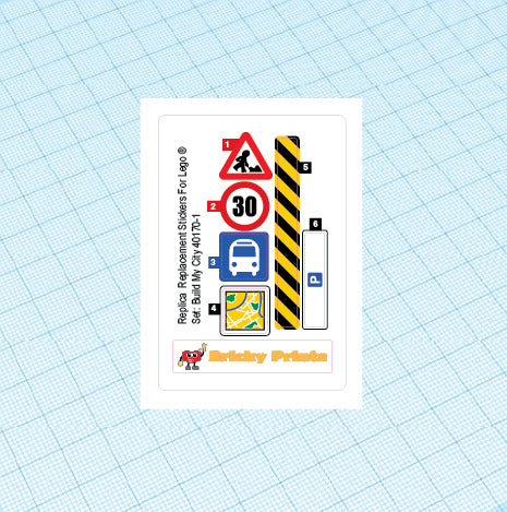 Replica Replacement sticker Set: City Traffic 40170 - Build My City Accessory Set