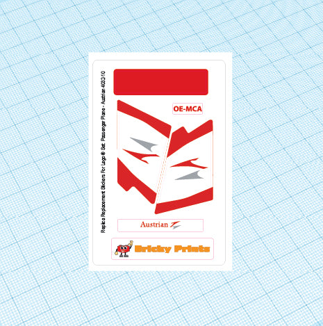 Replica Replacement sticker Set: Classic Town World City Passenger Plane - Austrian Air Version 4032-10