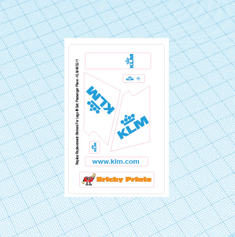 Replica Replacement sticker Set: Classic Town World City Passenger Plane - KLM Version 4032-11