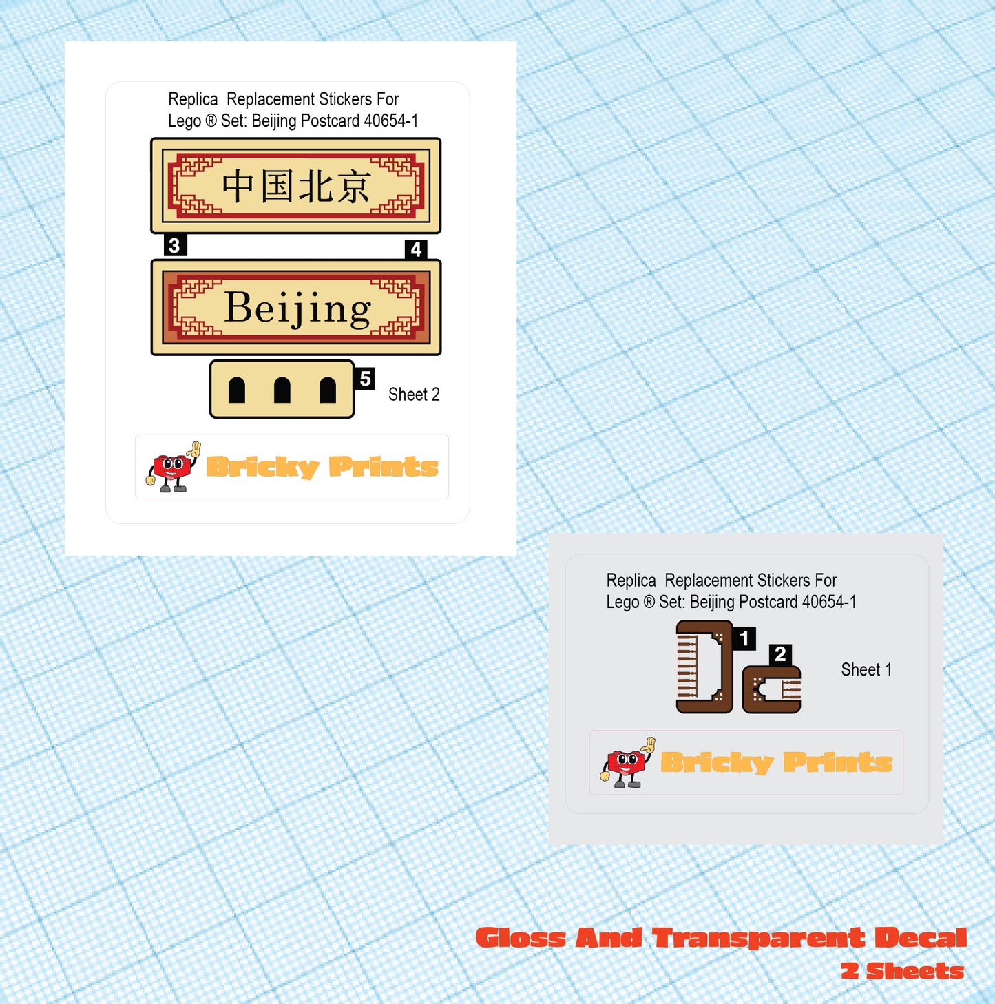 Replica Replacement sticker set: Creator Postcard Beijing Postcard 40654