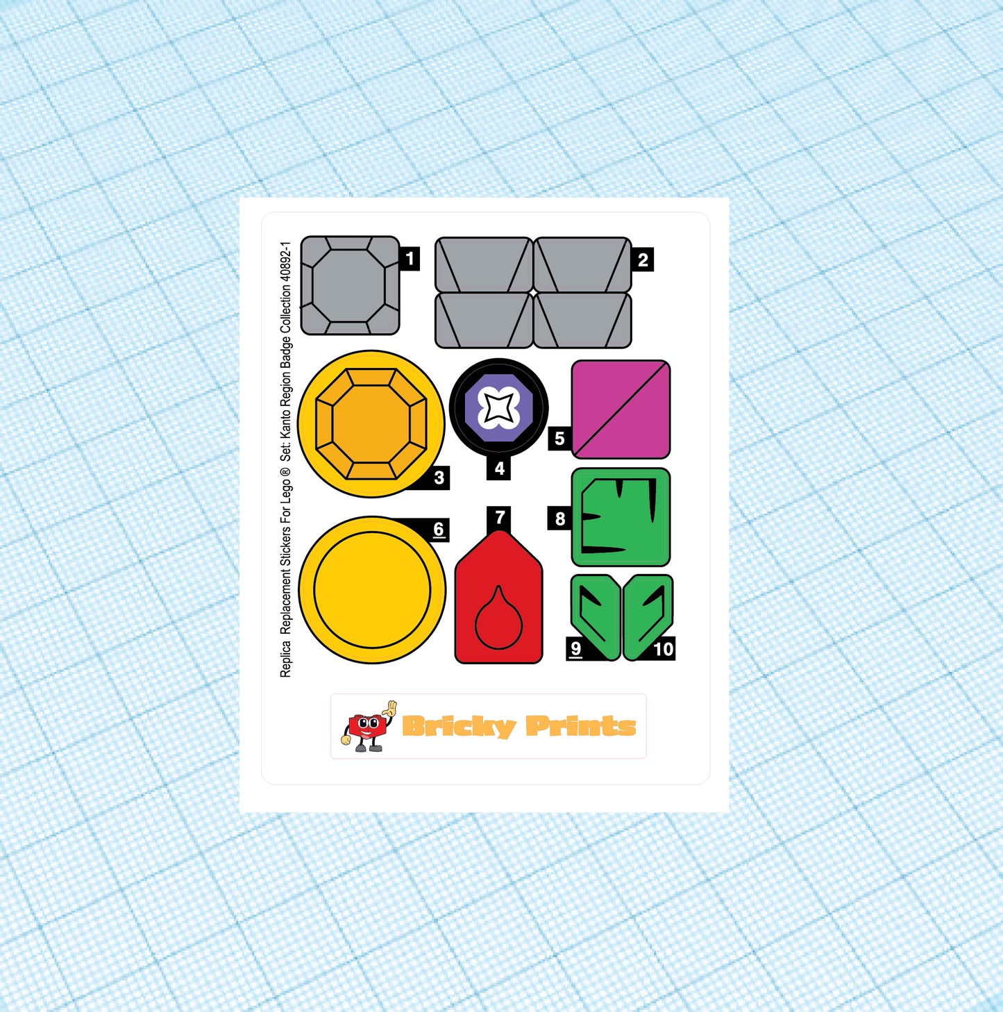 Replica Replacement sticker set: Kanto Region Badge Collection 40892