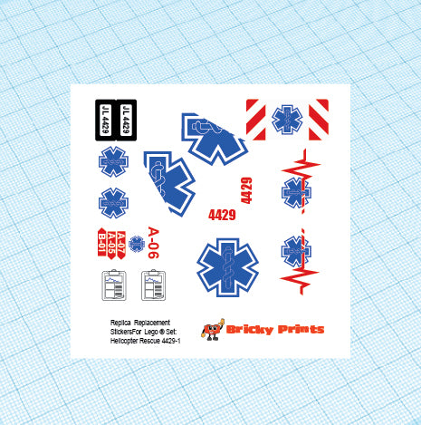Replica Replacement sticker Set: City Hospital Helicopter Rescue 4429