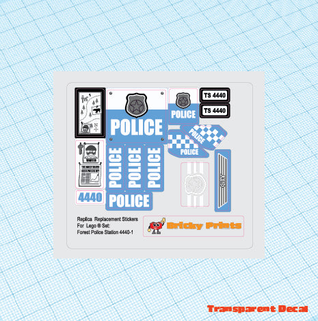 Replica Replacement sticker Set: City Police Forest Police Station 4440