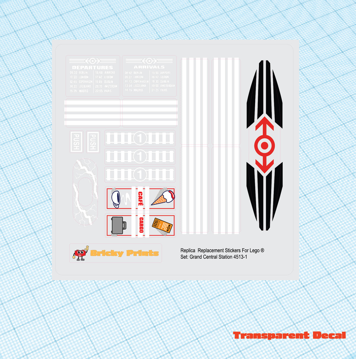 Replica Replacement sticker Set: 9 Volt Grand Central Station 4513