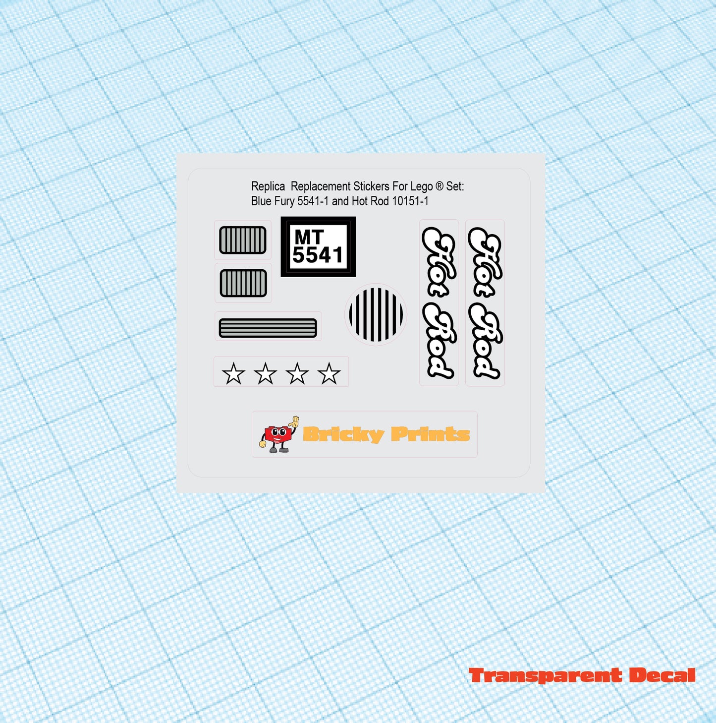 Replica Replacement sticker Set: Model Team Blue Fury 5541