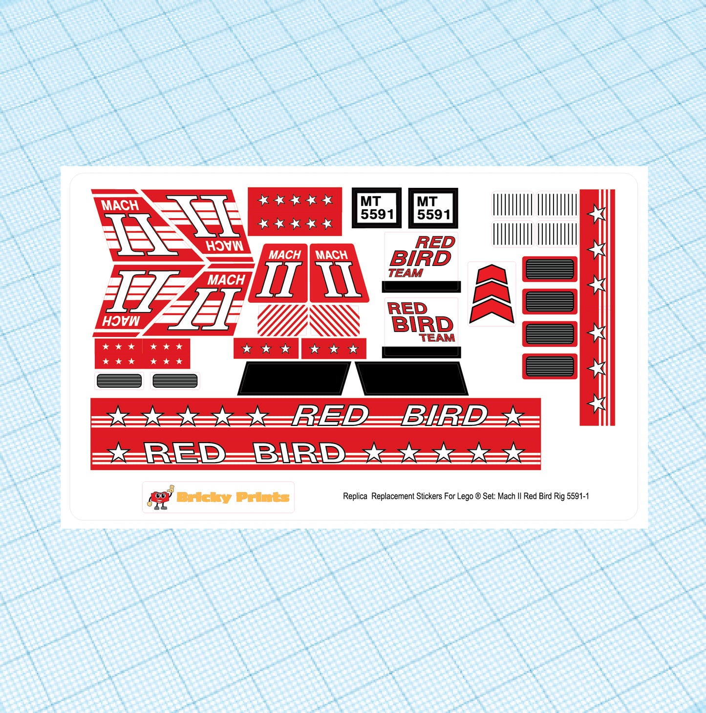Replica Replacement sticker Set: Model Team Mach II Red Bird Rig 5591