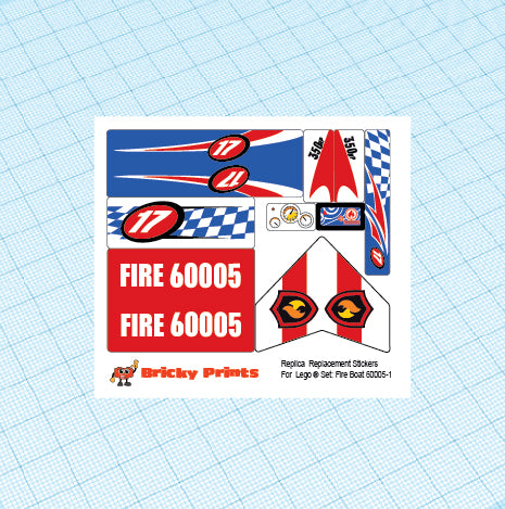 Replica Replacement sticker Set: City Fire Boat 60005