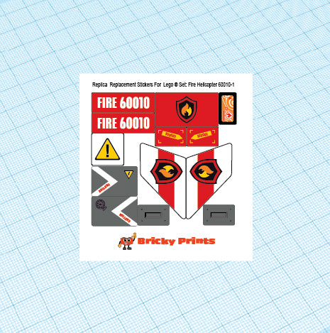 Replica Replacement sticker Set: City Fire Helicopter 60010