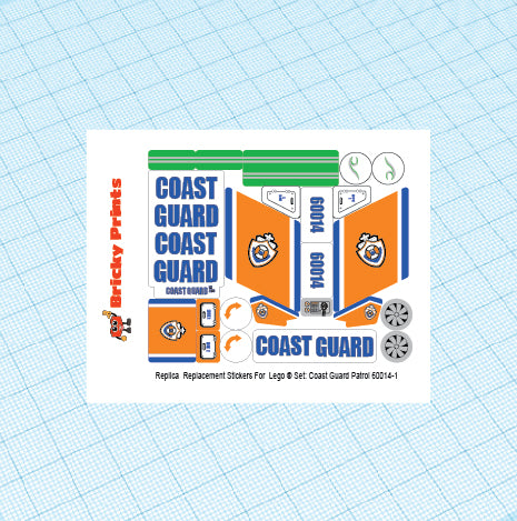 Replica Replacement sticker Set: City Coast Guard 60014 - Coast Guard Patrol