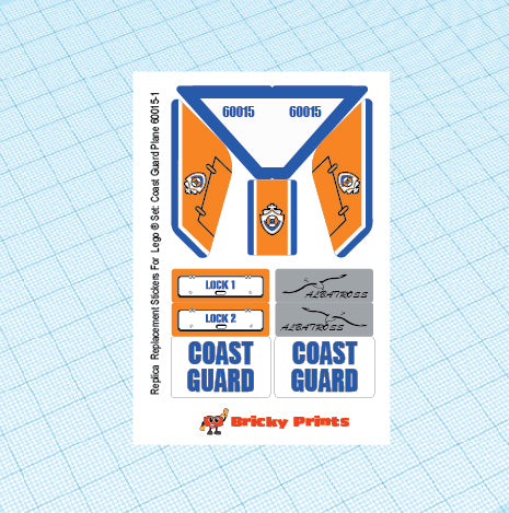 Replica Replacement sticker Set: City Coast Guard 60015 - Coast Guard Plane