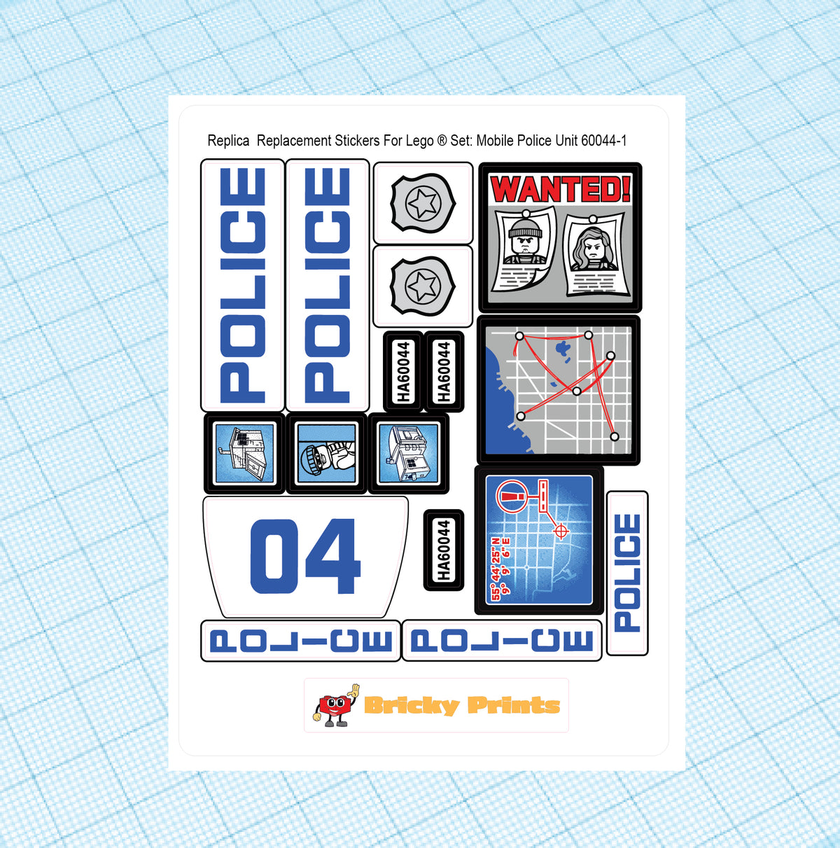 Replica Replacement sticker set: City Police Mobile Police Unit 60044