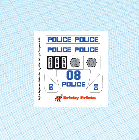 Replica Replacement sticker Set: City Police Helicopter Transporter 60049