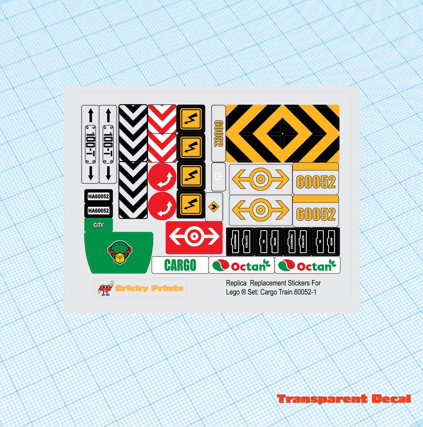 Replica Replacement sticker Set: Cargo Train 60052