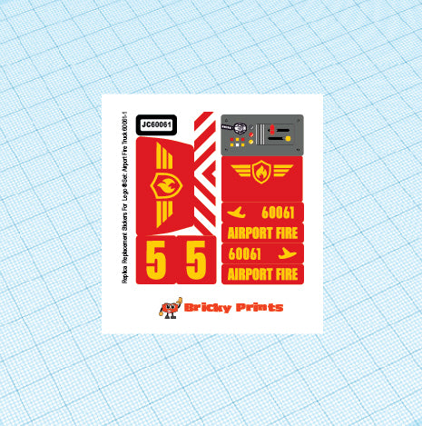 Replica Replacement sticker Set: City Fire Airport Fire Truck 60061