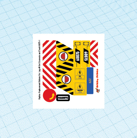 Replica Replacement sticker Set: City Construction 60075 - Excavator and Truck