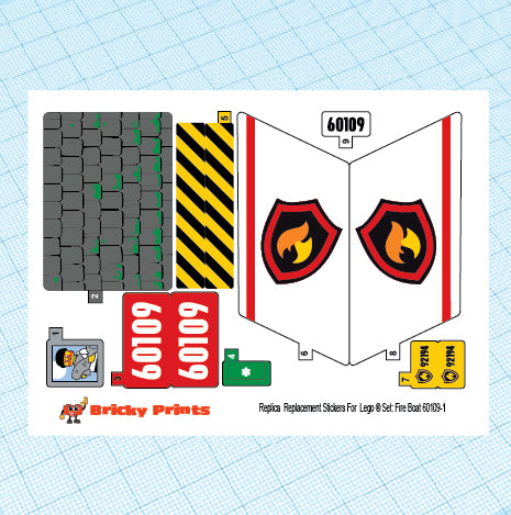 Replica Replacement sticker Set: City Fire Boat 60109