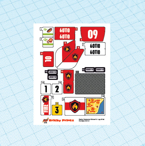 Replica Replacement sticker Set: City Fire Station 60110
