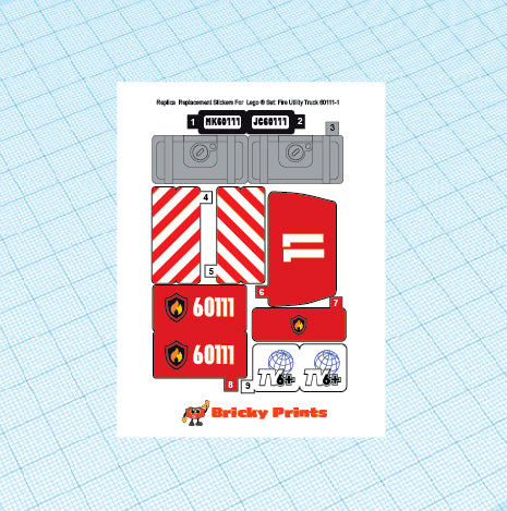Replica Replacement sticker Set: City Fire Utility Truck 60111