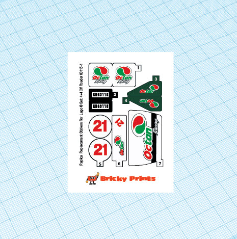 Replica Replacement sticker Set: City Race 60115 - 4 x 4 Off Roader