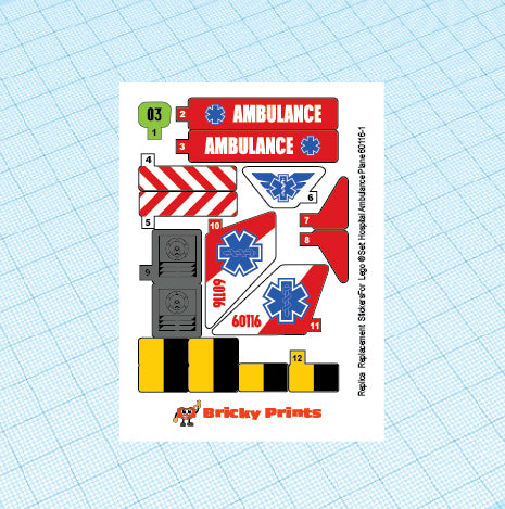Replica Replacement sticker Set: City Hospital Ambulance Plane 60116