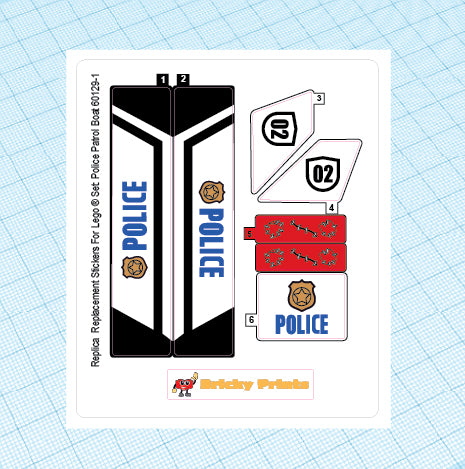 Replica Replacement sticker set: City Police 60129 - Police Patrol Boat
