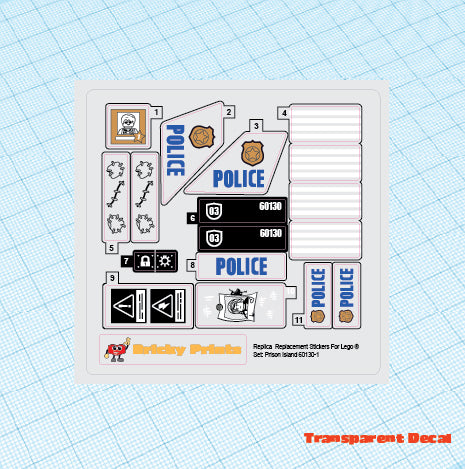 Replica Replacement sticker set: City Police 60130 - Prison Island