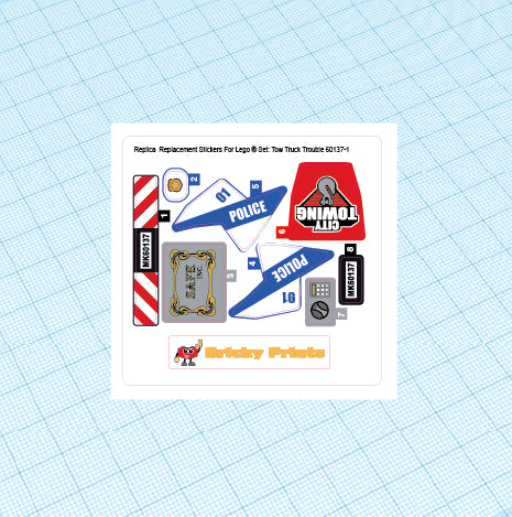 Replica Replacement sticker set: City Police 60137 - Tow Truck Trouble