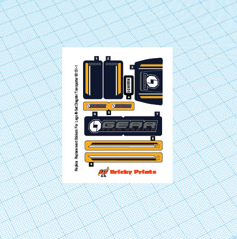 Replica Replacement sticker Set: City Race 60151 - Dragster Transporter