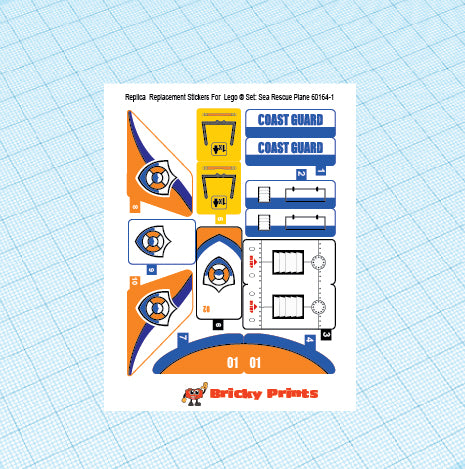 Replica Replacement sticker Set: City Coast Guard Sea Rescue Plane 60164
