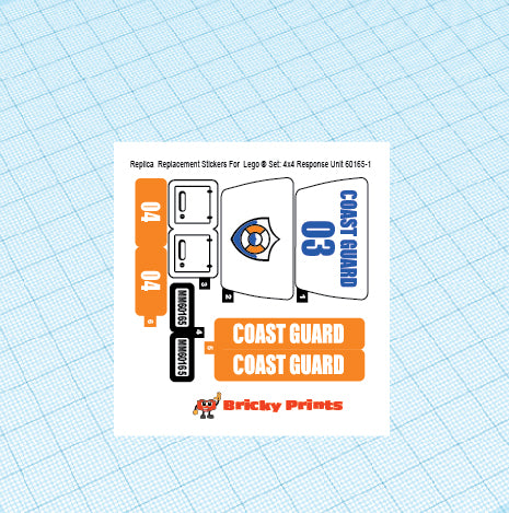 Replica Replacement sticker Set: City Coast Guard 4x4 Response Unit 60165