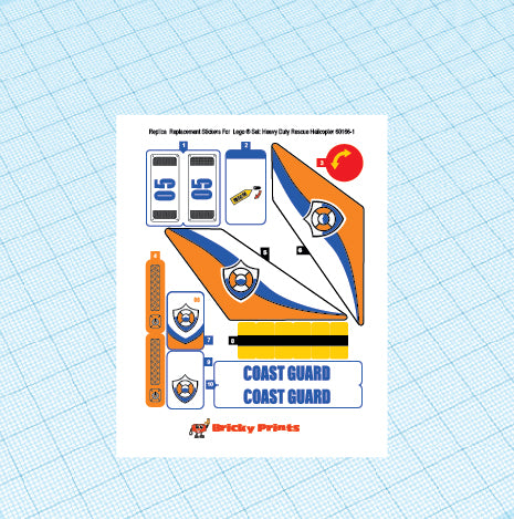 Replica Replacement sticker Set: City Coast Guard Heavy Duty Rescue Helicopter 60166