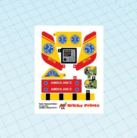 Replica Replacement sticker Set: City Hospital Ambulance Helicopter 60179