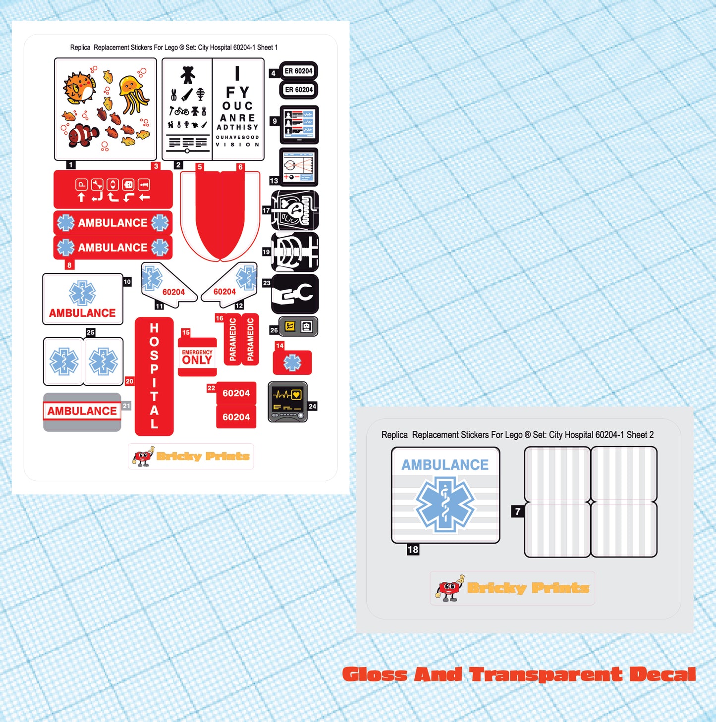 Replica Replacement sticker Set: City Hospital 60204